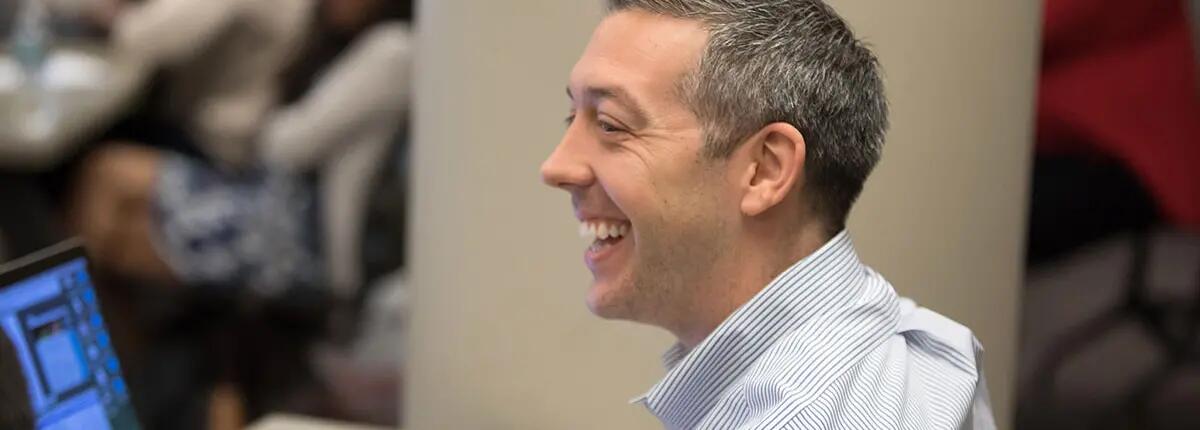 Rutgers EMBA student in class.
